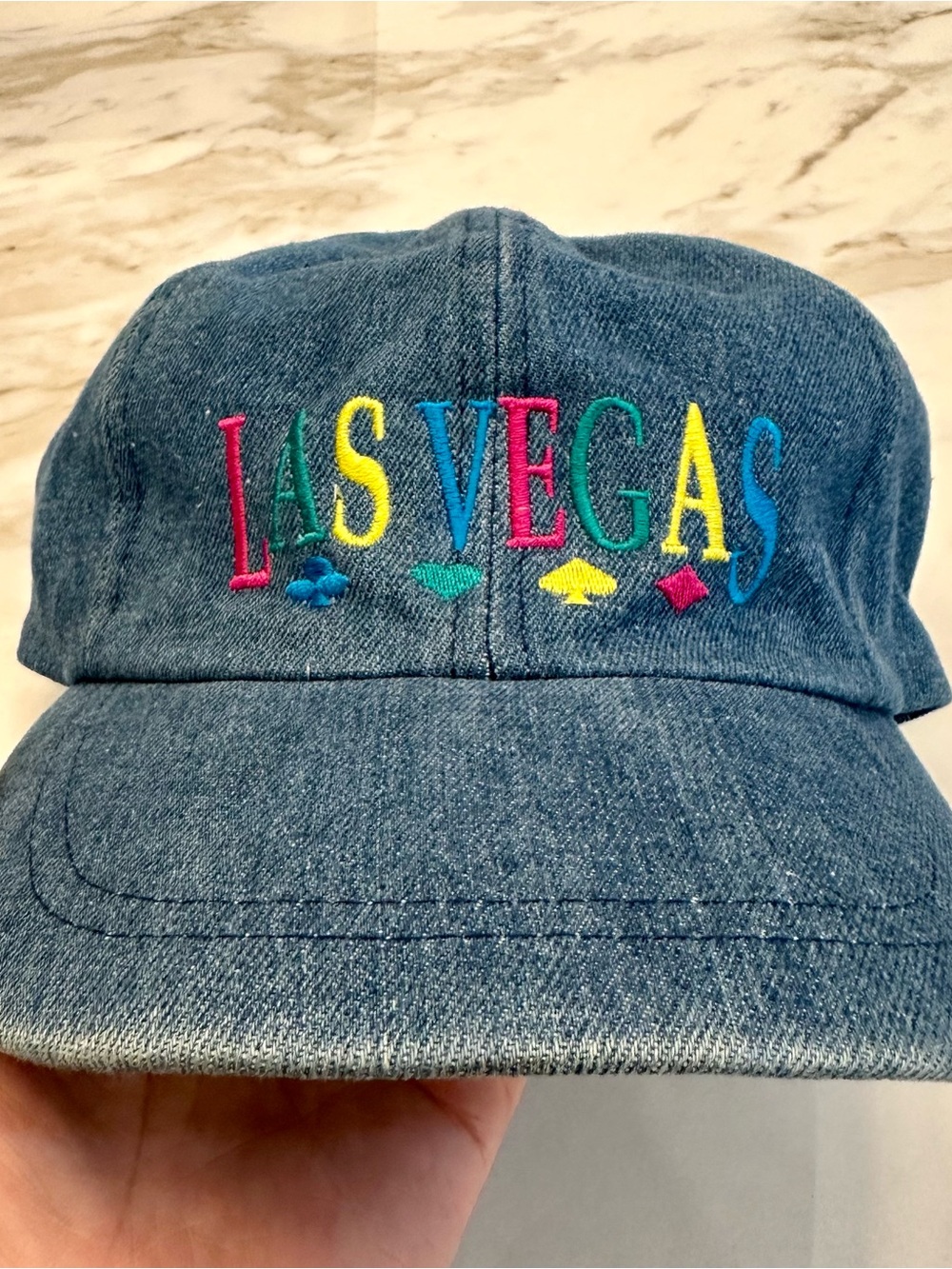 Vintage Denim Las Vegas Embroidered SnapBack Cap - Multicolor Letters Unisex